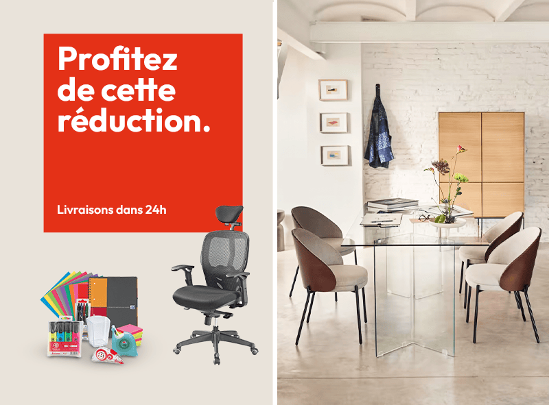 Besoin de matériel de bureau? Jusqu'à €100 de remise!